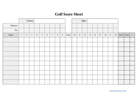 golf scorecard template  printable  templateroller