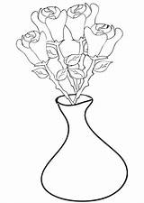Vase Roses Coloring sketch template