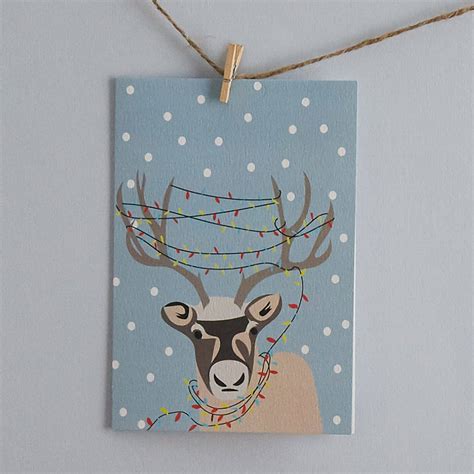 Christmas Card Reindeer With Christmas Lights In Antlers