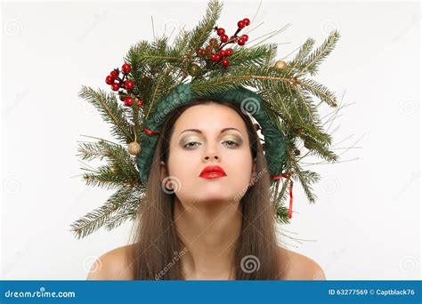 christmas beauty portrait stock image image  celebration