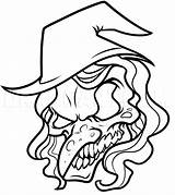 Witch Skull Dragoart sketch template