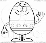 Mascot Waving Egg Easter Clipart Cartoon Outlined Coloring Vector Cory Thoman Royalty sketch template