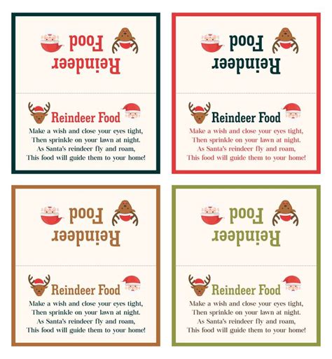 reindeer food poem printable labels     printablee