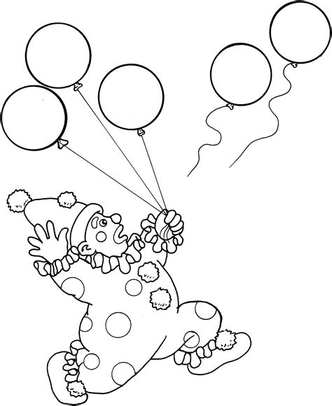 clown  ballons circus kids coloring pages
