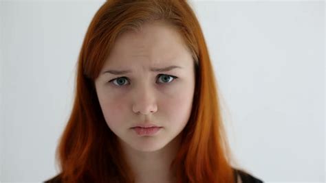 stock video clip  unhappy sad teenage girl isolated  white shutterstock