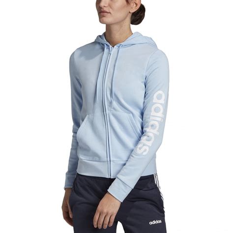 adidas womens essentials linear hoodie blue bmc sports