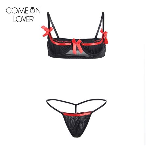 Comeonlover Black White Sexy Women Panty And Bra Set Half Cup Ropa