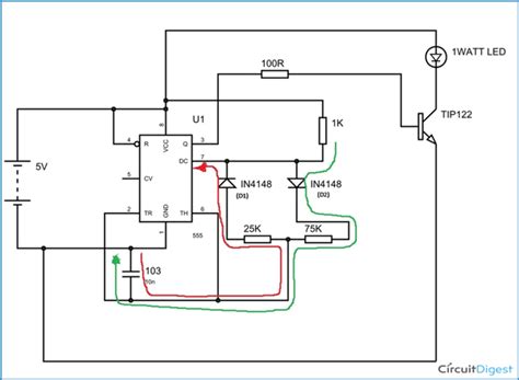 pwm led dimmer circuit diagram  ic  timer