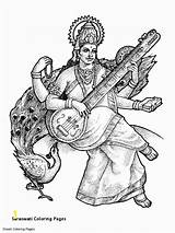 Saraswati Nett Maa Goddesses Hindus Divyajanani Printablecolouringpages sketch template