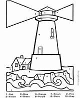 Coloring Color Number Lighthouse Pages Code Kids Sheets Numbers Printable Colouring Summer Coded Adults Printables Activities Drawing Colour Clipart Simple sketch template