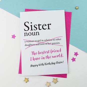 sister birthday card personalised     alphabet