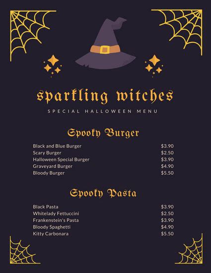 printable halloween menu templates printable templates
