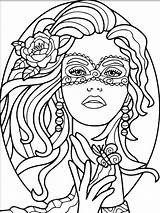 Coloring Pages Women Adult Adults Colouring Beautiful Masquerade Color Recolor Printable Masked Drawing Books Drawings People Blank Cosmetology Beauty Witch sketch template