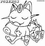 Coloring Pages Pokemon Library Clipart Meowth sketch template