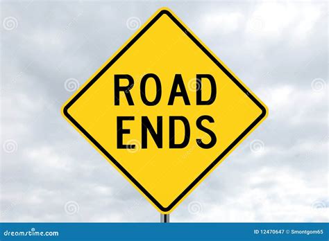 road sign road ends  clouds royalty  stock photography image