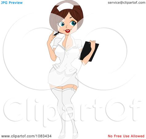 clipart pinup nurse holding a clipboard royalty free vector