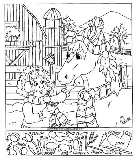 hidden pictures page print  hidden pictures feeding horse page