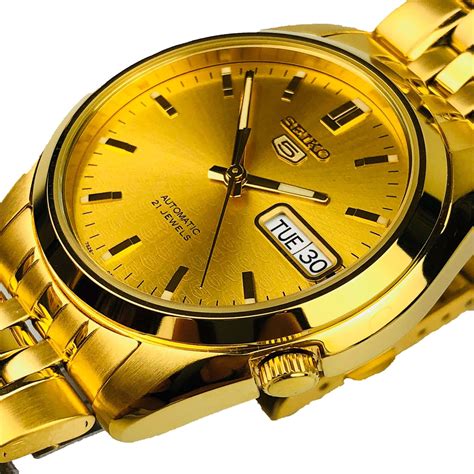 seiko  automatic gold pvd stainless steel mens