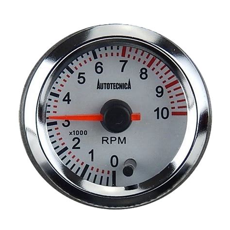 autotecnica  rpm tachometer electronic analog gauge white face tacho mm autobox