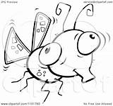 Mosquito Cartoon Clipart Outlined Coloring Vector Thoman Cory Royalty sketch template