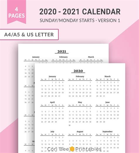 calendar year   glance  calendar printables  blank