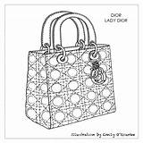 Bag Dior Illustration Sketch Drawing Lady Fashion Handbag Designer Handbags Sketches Coloring Bags Purse Purses Sac Main Da Di Borsa sketch template