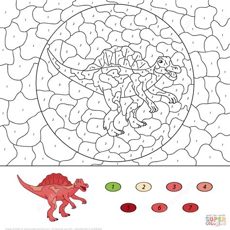 dibujo de colorear por numeros  espinosaurio  colorear dibujos