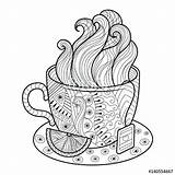 Coloring Tea Cup Pages Adults Coffee Fotolia Adult Colouring Zentangle Au Getcolorings Printable Cups sketch template