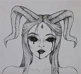 Demon Drawing Girl Drawings Easy Crying Sketch Sketches Bleeding Gothic Satan Draws Choose Board sketch template