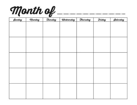 Free Blank Calendar Template Printable Year Calendar