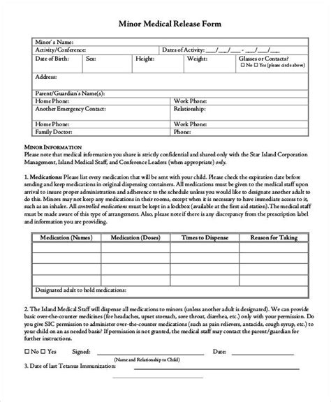 printable medical release form