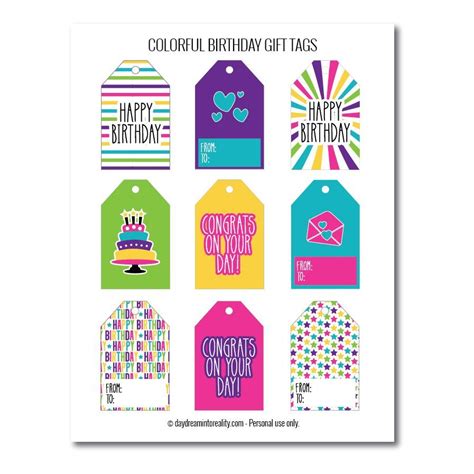 birthday gift tags   printables    article