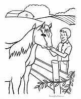 Coloring Farm Pages Horse Colouring Farmer Printable Color Sheets Animals Horses Animal Kids Print Fun Jobs Drawing Petting Raisingourkids Feeding sketch template
