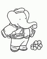 Babar Coloring Kids Pages Simple Print Color Children sketch template