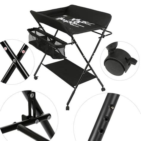 table  langer mobile bebe pliable  reglable en hauteur noir cdiscount puericulture