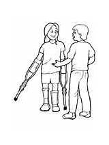 Coloring Pages Disabilities People Special Crutches Needs Kids Template sketch template