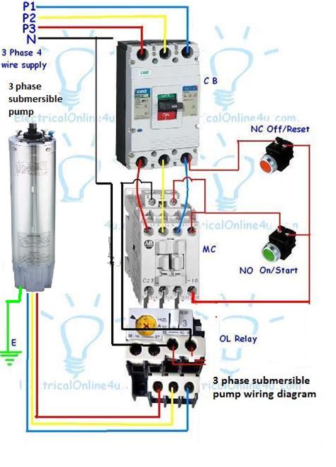phase submersible pump wiring diagram  dol stater