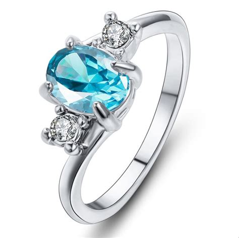 arrival claw zircon rings  women trendy engagement rings sky blue stylish promise finger