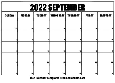 september  calendar  printable calendar templates