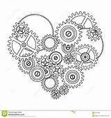 Gears Coloring Pages Steampunk Heart Gear Adult Tattoo Drawing Drawings Choose Board 01kb 1300 sketch template