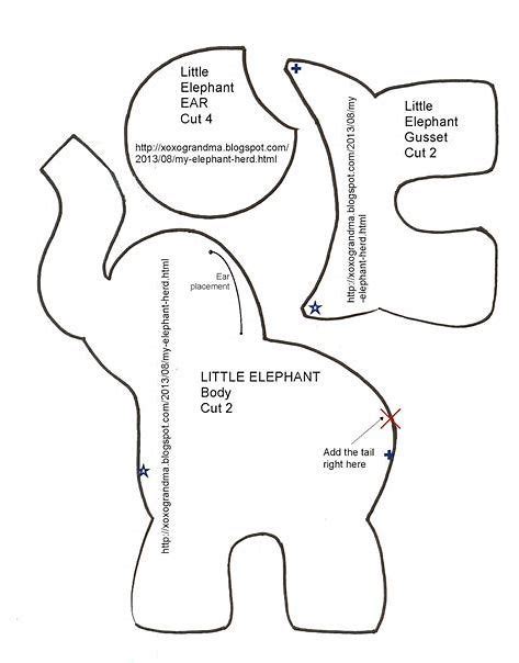 printable stuffed elephant pattern template printable templates