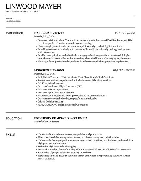 airline resume template