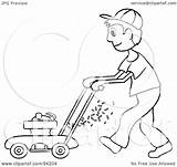 Lawn Mowing Mower Clipart Boy Outlined Royalty Illustration Pams Rf 2021 sketch template