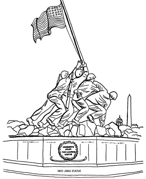bluebonkers memorial day coloring page sheets iwo jima statue