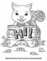 Coloring Squirrel Hi Says Printable sketch template