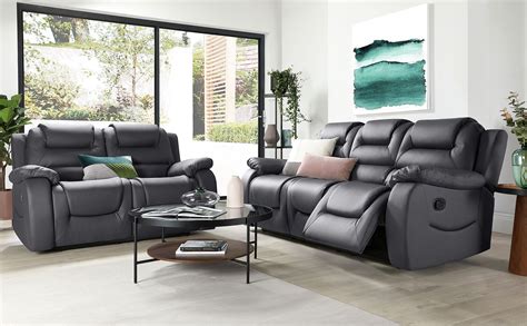 vancouver grey leather  seater recliner sofa set furniture choice