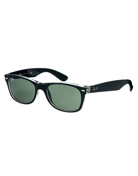 lyst ray ban black and clear new wayfarer sunglasses in black