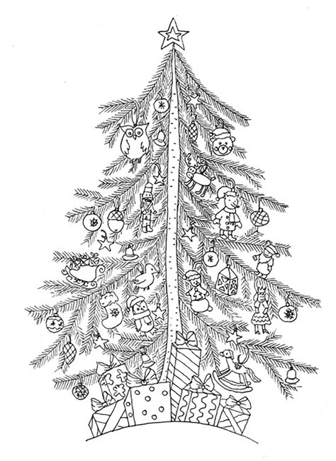 printable christmas tree coloring pages  adults lanza