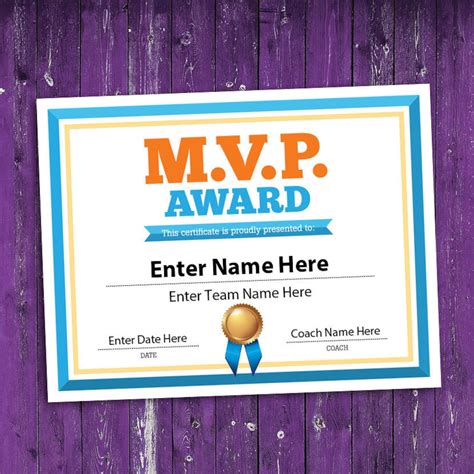 mvp award certificate mvp sports award template volleyball