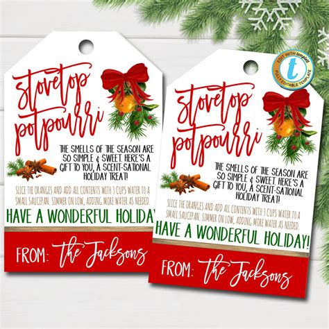 holiday stovetop potpourri gift tags tidylady printables